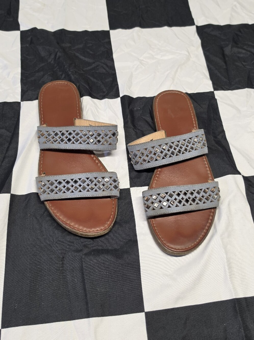 Merona Brown Footbed Sandals with Gray Lattice Straps